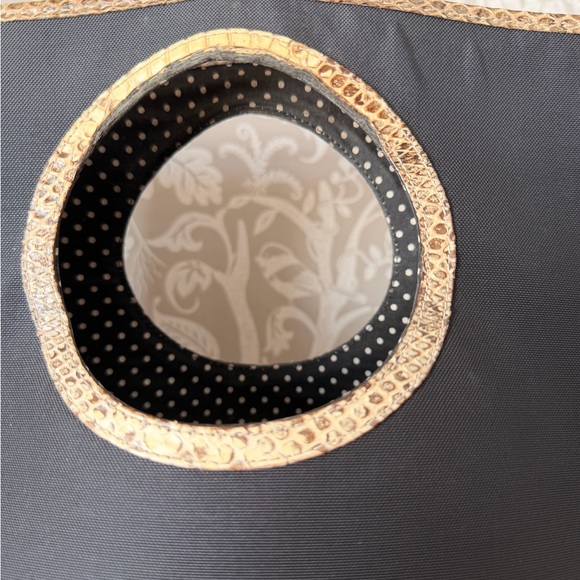 Kate Spade Made In Italy Vintage Handbag Nylon w/ Snake Skin Trim Polka Dot Int - Picture 5 of 17